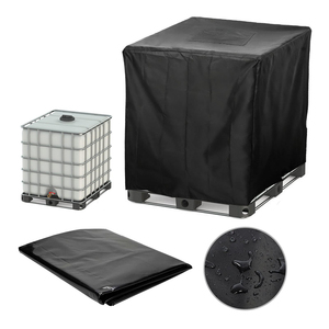 BEELAND 275 Gallon Water Tank Protective Covers Black Garden Waterproof IBC Tote Cover