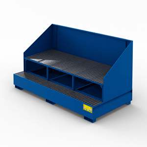New 3 X 1000 LT IBC Carbon Steel Collection Tank with Splash Guard Inclined Horizontal Design